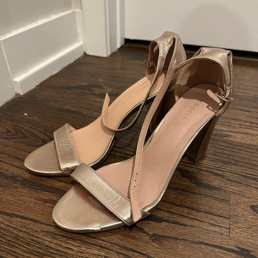 Madden Girl Rose Gold Heeled Sandals